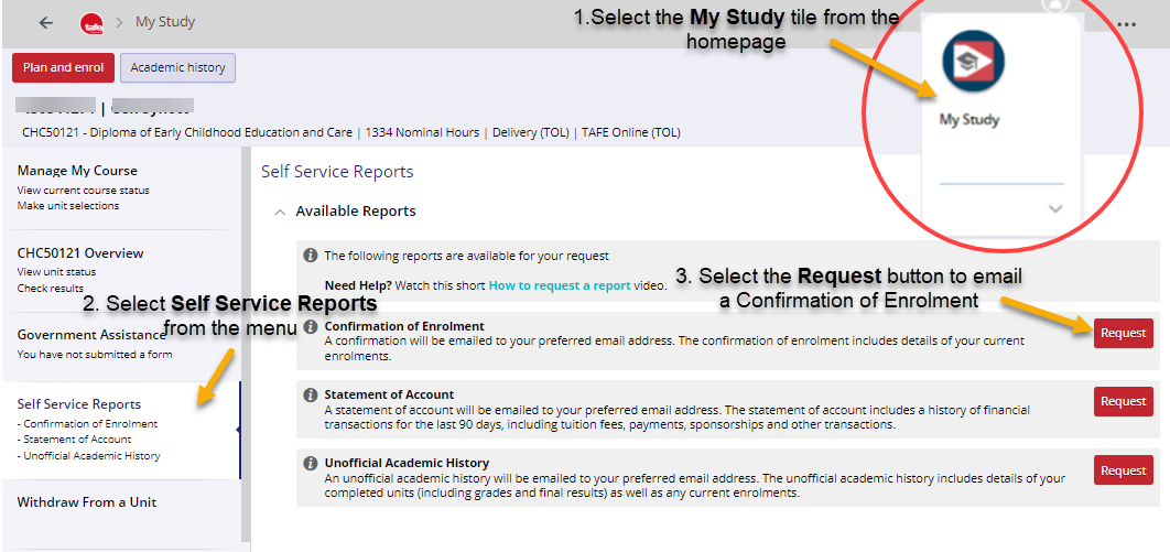 Confirmation of enrolment