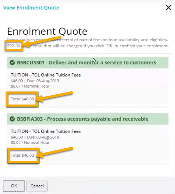 Enrolment quote