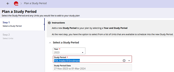 Study period dates