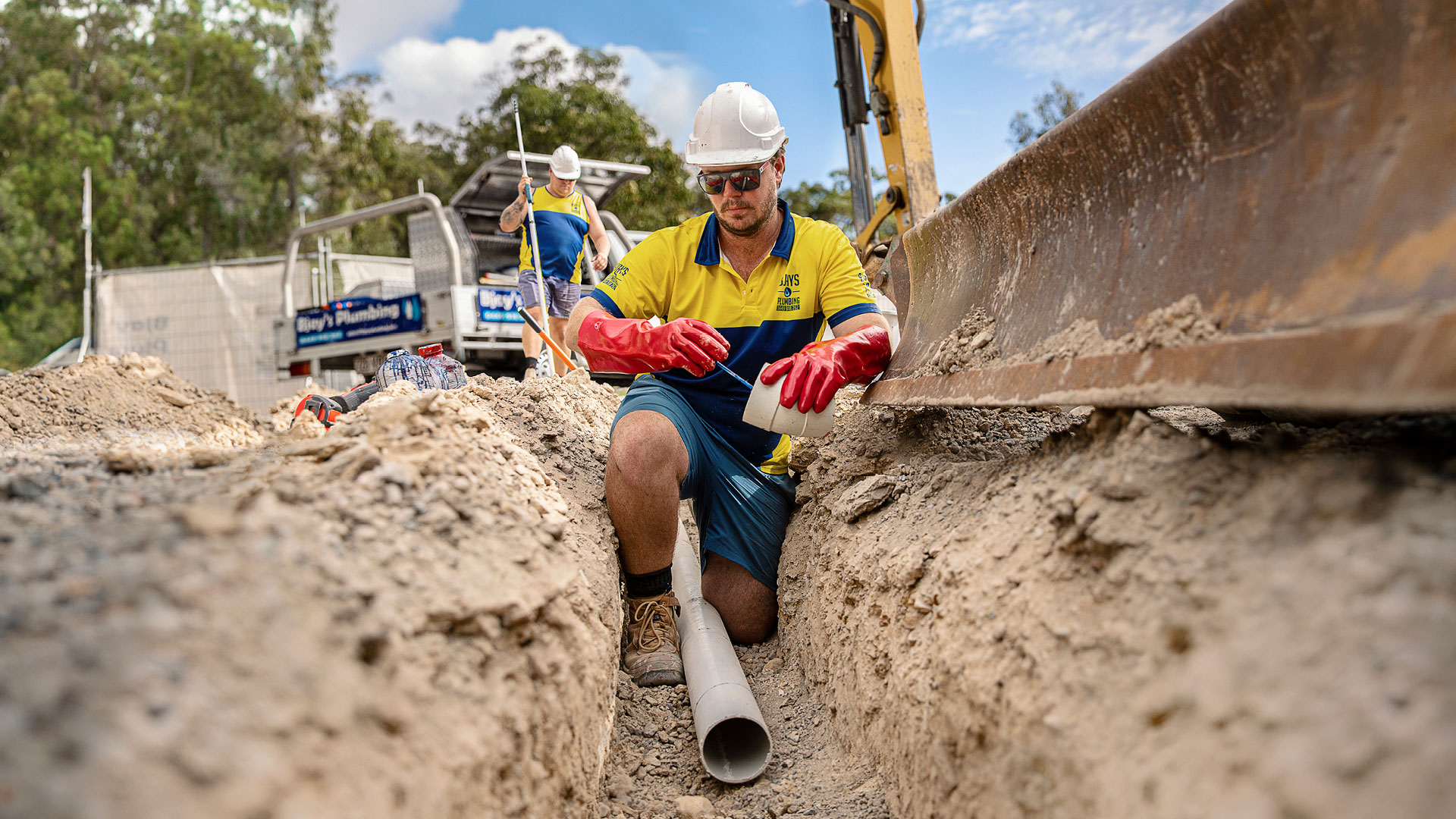 Photograph of plumbing training with employers